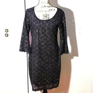 Ronni Nicole- Womens Silver Metallic Shimmer Dress Be noticed! Sz.10